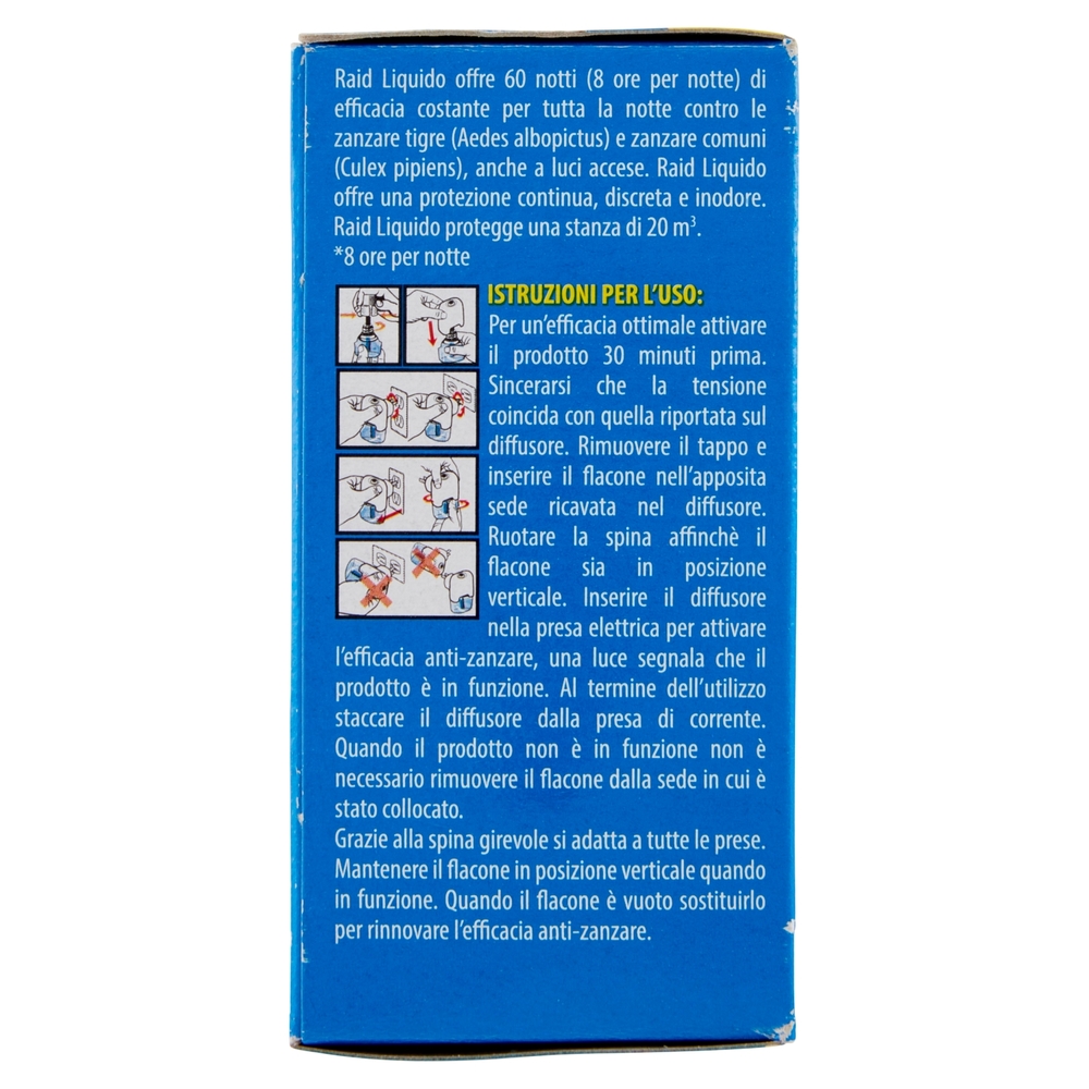 Raid Liquido Elettrico Antizanzare Comuni e Tigre, 60 notti, Ricarica 36 ml